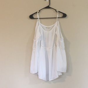 White boho cutout shoulder top